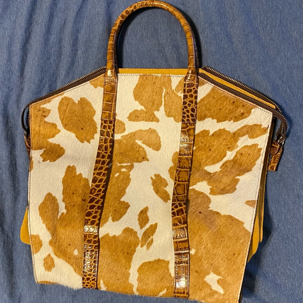 Garnet Hill Cow Print Bag
